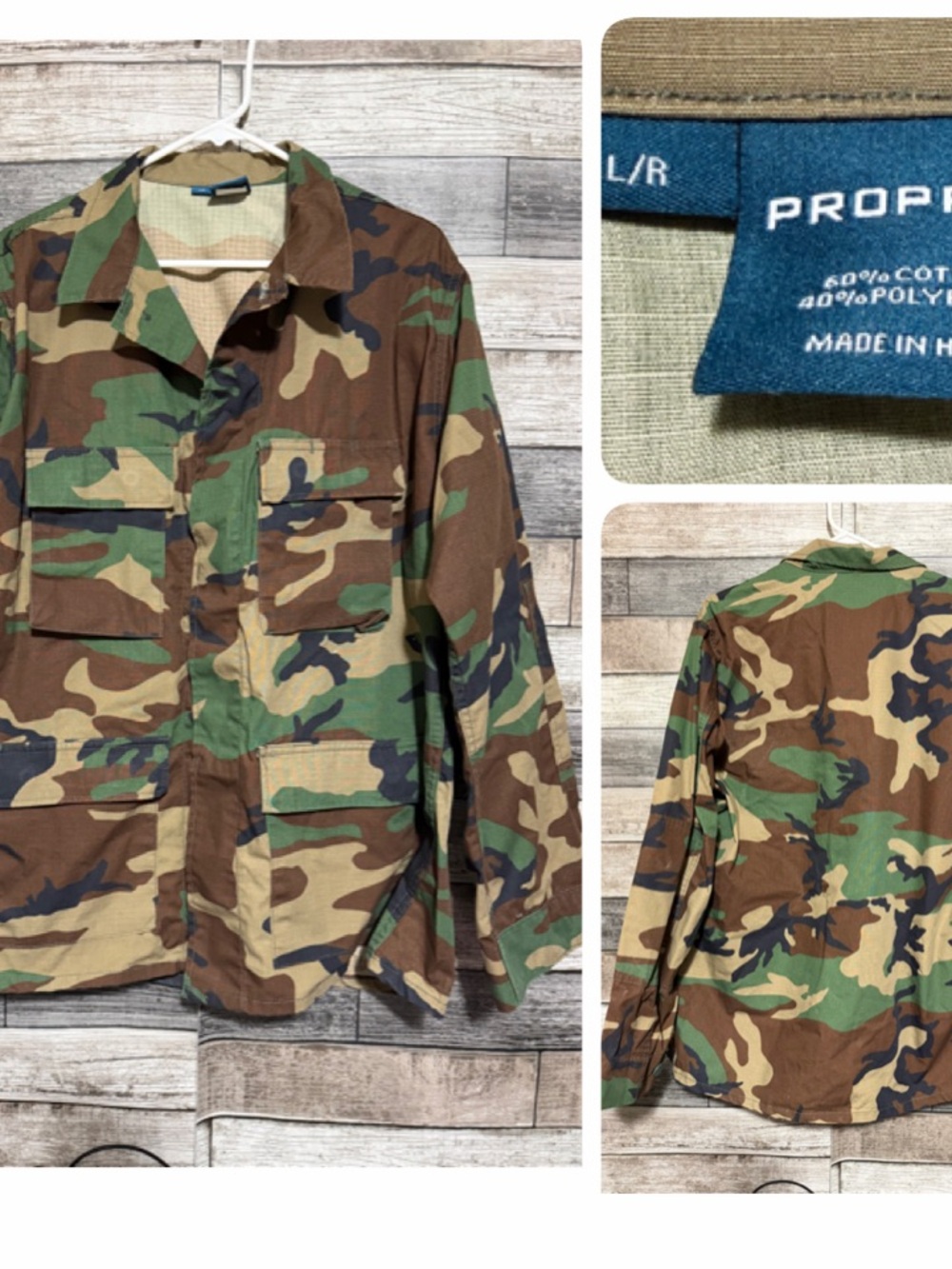 Propper Ripstop Camo Jacket Men’s L R Green Button Front